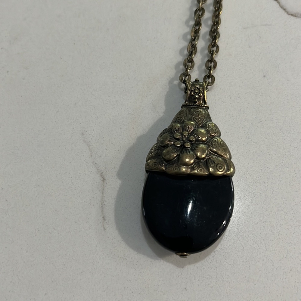 EUC gold tone long necklace